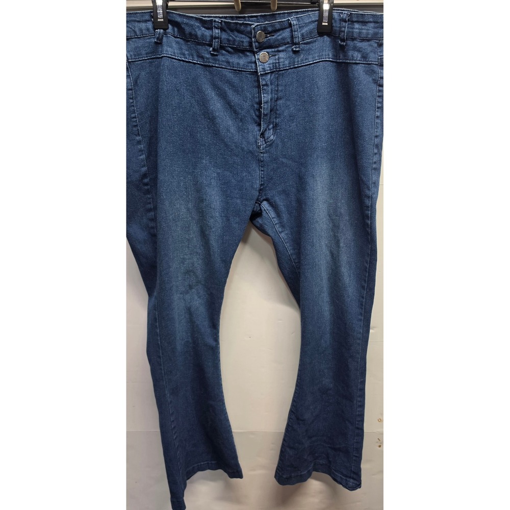 Jessica Jeans Women 3XL Blue High Rise Double Button Flare Leg Stretch Denim - Picture 8 of 8